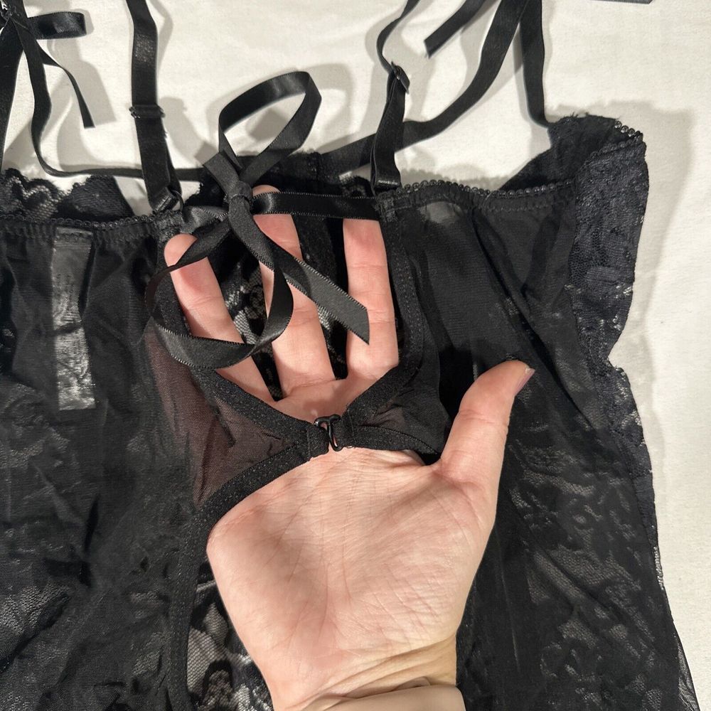 NEW$42 Oh La La Cheri [ OS ] Zara Underwire Open Cup Open Gusset Lace Teddy 6387 - Picture 12 of 15